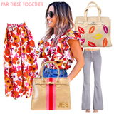 Lips Handmade Beaded Canvas Bag