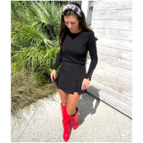 Red Leather 3” Hidden Wedge Heel Piper Boots with Buckle Detail