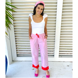 Pink Leather Foldable Sandring Flats with Double Cushion Insole & Travel Purse, made in London