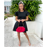 Handmade Silk Velvet Pink & Red Dolly Bag & π Brooke Bag, Handmade in Turkey