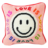 Needlepoint “Love Is Love Is Love” Pillow with Velvet Back