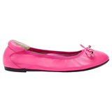Pink Leather Foldable Sandring Flats with Double Cushion Insole & Travel Purse, made in London
