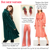 Mandarin Satin High Waisted Flare Leg Side Zip Pants with Banded Waist