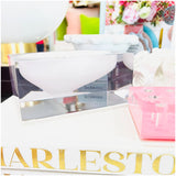 Hand Poured Cut & Polished Acrylic & Resin Bowl + Pink Hand Cut Acrylic Pen Holder / Tabletop Decor