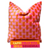 Handcrafted Velvet Pillows in Pink or Green Basketweave