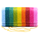 Hand Beaded Metallic Rainbow Veuve Bag with Optional Shoulder Chain
