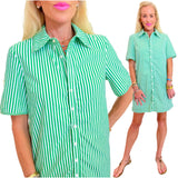 Green Stripe with Gingham Trim Cotton Molline Dress