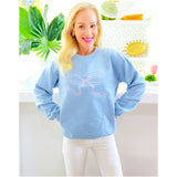 Blue & Pink Embroidered Bow with Heart Sweatshirt
