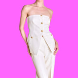 Ivory Gold Button Lindy Pant Set (sold separately)