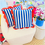 20” Scalloped Cabana Stripe Pillow, Handmade in India (insert included)