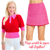 Pink & Red Scallop Embroidered Tweed Herla Skirt & Jacket (sold separately)