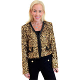 Black & Gold Rope Trimmed Sequin Monte Carlo Jacket