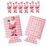 Pink Holiday Reusable Acrylic Drink Sticks & Coozie