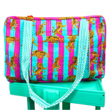 (5 Colors) Quilted Block Print Overnight Bags w/ Top Zip