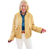 Metallic Gold Tweed Asha Jacket w/ Black Satin Cuff Contrast