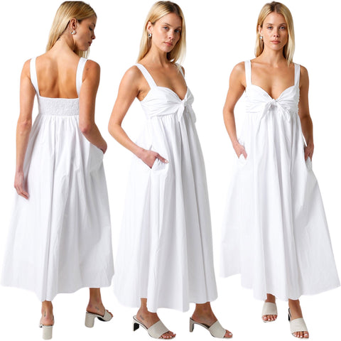Cotton Bow Front Caroline Dress w/ Pockets