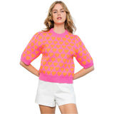 Pink & Orange Knit Hearts Ollie Sweater