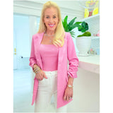 Pink Cinched 3/4 Sleeve Annise Blazer + Optional Belt