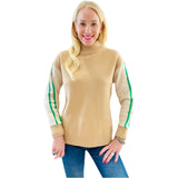 Camel & Kelly Mock Neck Cheval Sweater
