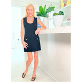 Black Knit Gold Button Alice Dress