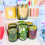 Recycled Dom, Cristal, Moet & Perrier Jouet Bottles into Hand Poured Candles