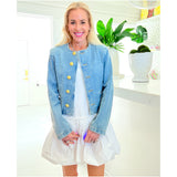 Gold Button Spring Weight Medium Wash Denim Miriam Jacket