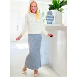 Heather Grey Fuzzy Knit Mermaid Maxi Skirt