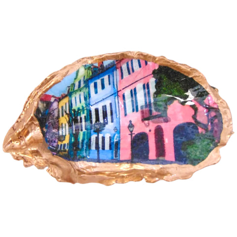 Hand Painted Rainbow Row Lowcountry Oyster Shell Bowls