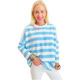 Orange & Blue Cabana Stripe Charleston Sweater Top