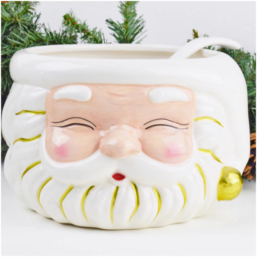 Ceramic White & Gold Santa Serving Bowl (or Planter) & Coffee Mug - James  Ascher