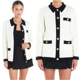 Ivory Soft Knit Sierra Cardigan Jacket w/ Gold Buttons