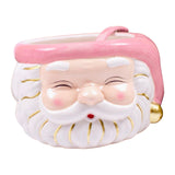 Ceramic Pink & Gold Santa Serving Bowl (or Planter) & Coffee Mug