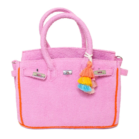 12” Baby Pink + Orange Trim Terry Seychelles Tote w/ Removable Tassel