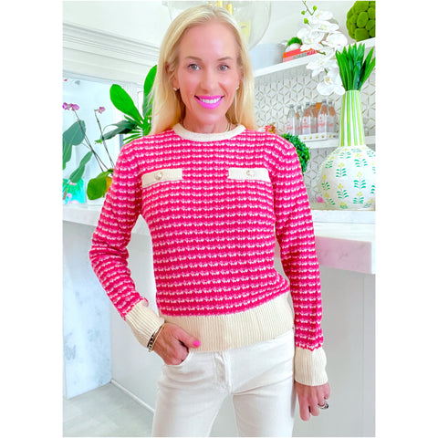 Soft Knit Sailor Button Pink Kenzie Sweater