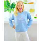 Blue & Pink Embroidered Bow with Heart Sweatshirt