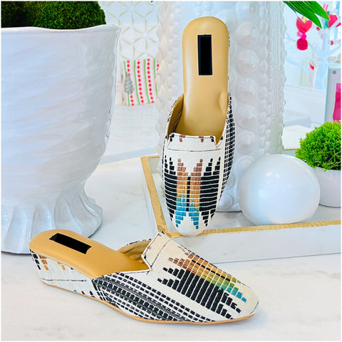Natural Chevron Comfort Sole Mules Made in India