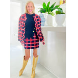 Navy & Red Boucle Tweed Soraya Jacket & Skirt (sold separately)