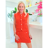Orange Fringe Trim Knit Boca Skirt Set (sold separately)