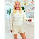 Ivory & Metallic Gold Lurex Stripe Lenny Sweater