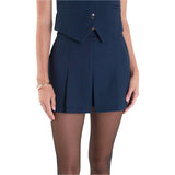 Navy Textured Twill Mila Skort