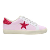 Handcrafted Sherpa Lined Pink & Red Glitter Star Sneakers