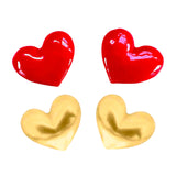 18K Gold Finished Hand Painted Red & Gold Puffy Heart Earrings, handmade in Virginia