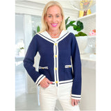 Navy & Ivory Gold Button Colette Cardigan Jacket