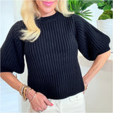 Black Puff Sleeve Helen Sweater