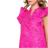 Metallic Pink Woven Flutter Sleeve Sadie Shift Dress