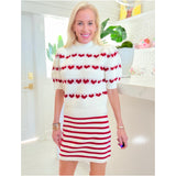 Ivory & Red Hearts Puff Sleeve Amore Sweater