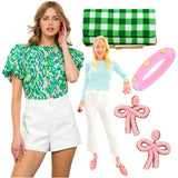 Metallic Puff Sleeve Green Abstract Melanie Top