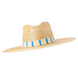 Palm Frond Blue Stripe Suzy Hat, Handmade in Guatemala