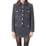 Grey Brushed Boucle Tweed Becker Jacket & Skirt (sold separately)