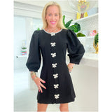 Black Rhinestone Bow Winona Dress